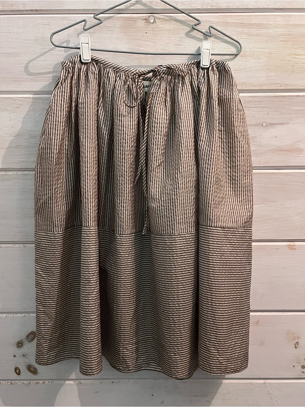 Caron Callahan Piper PinStriped Drawstring Midi Skirt - Brown